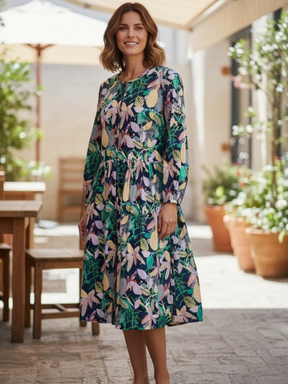 Soler London Midi Dress Multi-Color Floral Women’s Sz M/L